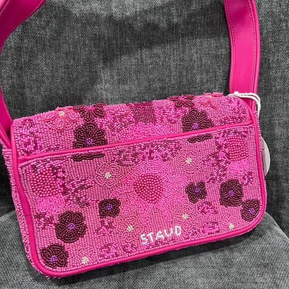 Staud Tommy Beaded Shoulder Bag Blossom Garden Party - Picture 7 of 16